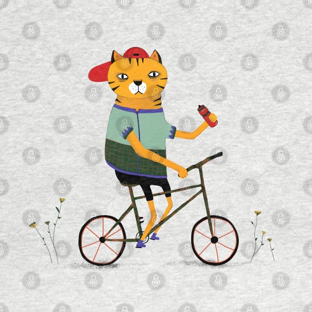 cat on bike by sezindarendeillustrations